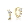 White Diamond Bias Huggies in Yellow Gold
