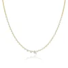 White Diamond Bias Tennis Necklace in Yellow Gold
