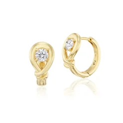 White Diamond Boa Huggies in Yellow Gold