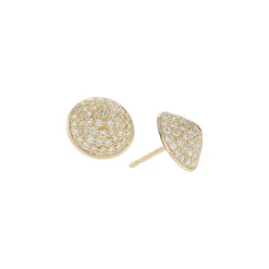 White Diamond Conical Shaped Stud Earrings in Yellow Gold