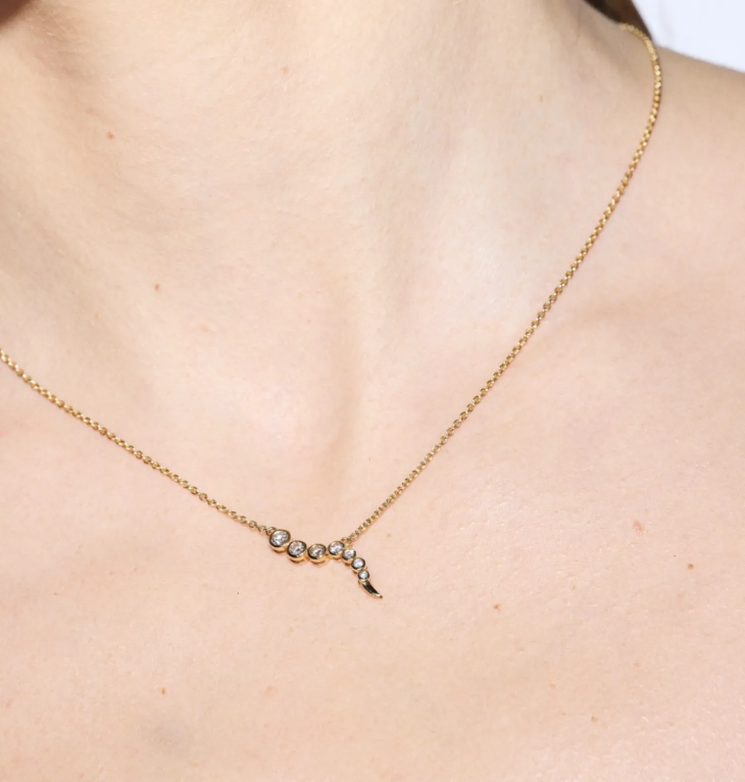 White Diamond Delphina Necklace in Yellow Gold