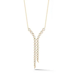 White Diamond Delta Pendulum Necklace in Yellow Gold