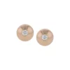 White Diamond Dome Stud Earrings in Matte Rose Gold