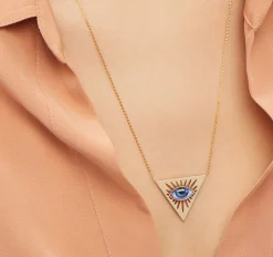 White Diamond Isida Petit Bleu Necklace in Yellow Gold