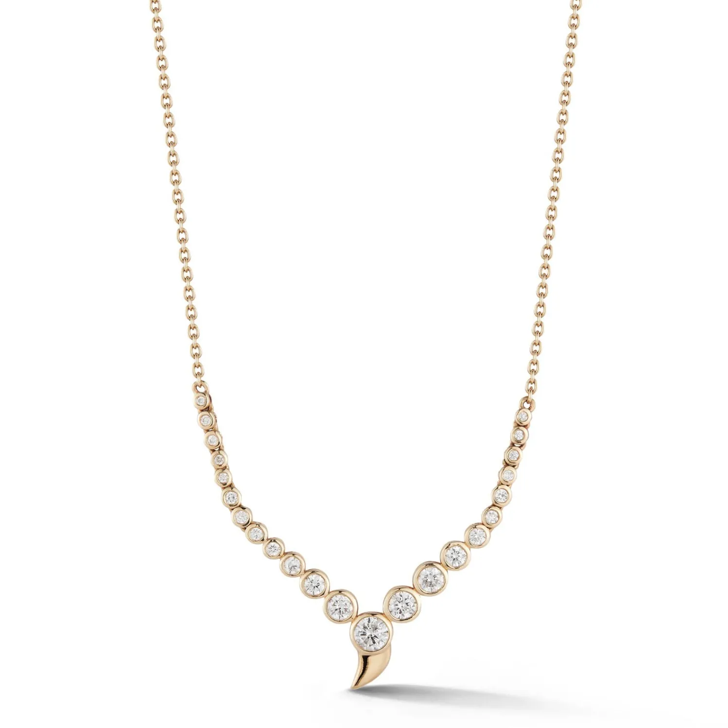 White Diamond Large Zen Necklace in Yellow Gold