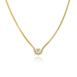 White Diamond Louise Necklace in Yellow Gold