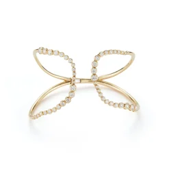 White Diamond Magisterial Cuff in Yellow Gold
