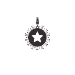 White Diamond Open Star Charm in Sterling Silver