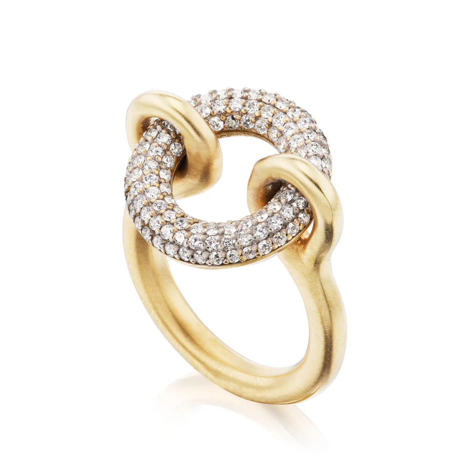 White Diamond Pavé Arco Ring in Yellow Gold