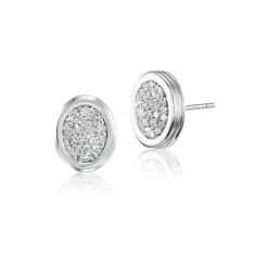 White Diamond Pavé Scuba Stud Earrings in Platinum