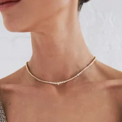 White Diamond Rainsun Heart Necklace in Yellow Gold