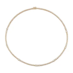 White Diamond Rainsun Tennis Necklace in Yellow Gold