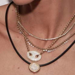 White Diamond Rainsun Tennis Necklace in Yellow Gold