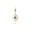White Diamond Scalloped Circle Charm in Yellow Gold