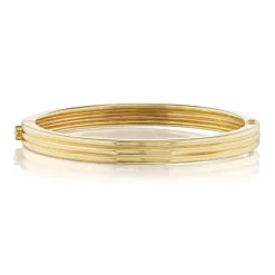 White Diamond Scuba Trio Bangle in Yellow Gold
