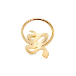 White Diamond Slither Snake Ring in Yellow Gold