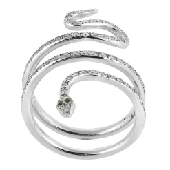 White Diamond Small Single Python Ring in White Gold