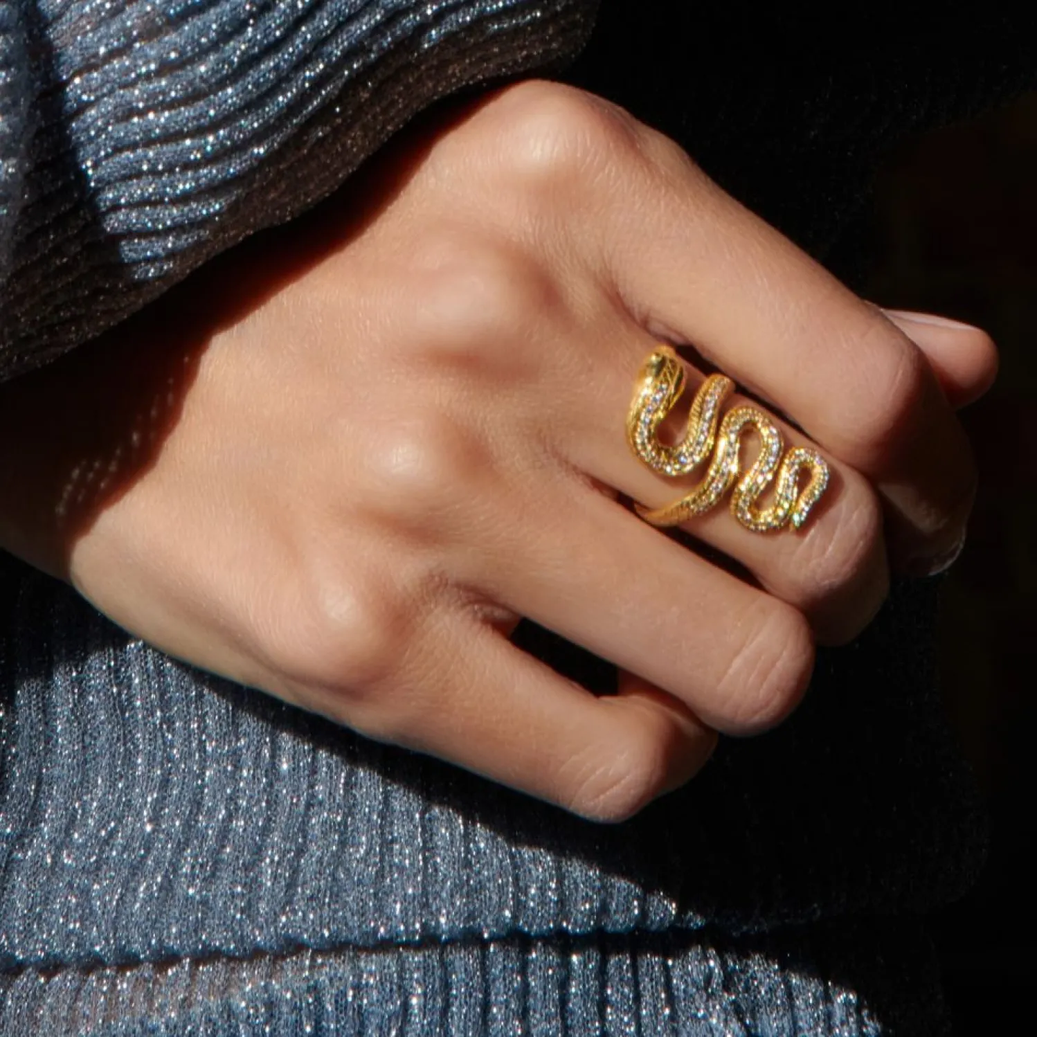 White Diamond Snake Ring