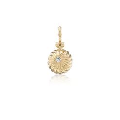 White Diamond Sol Charm in Yellow Gold