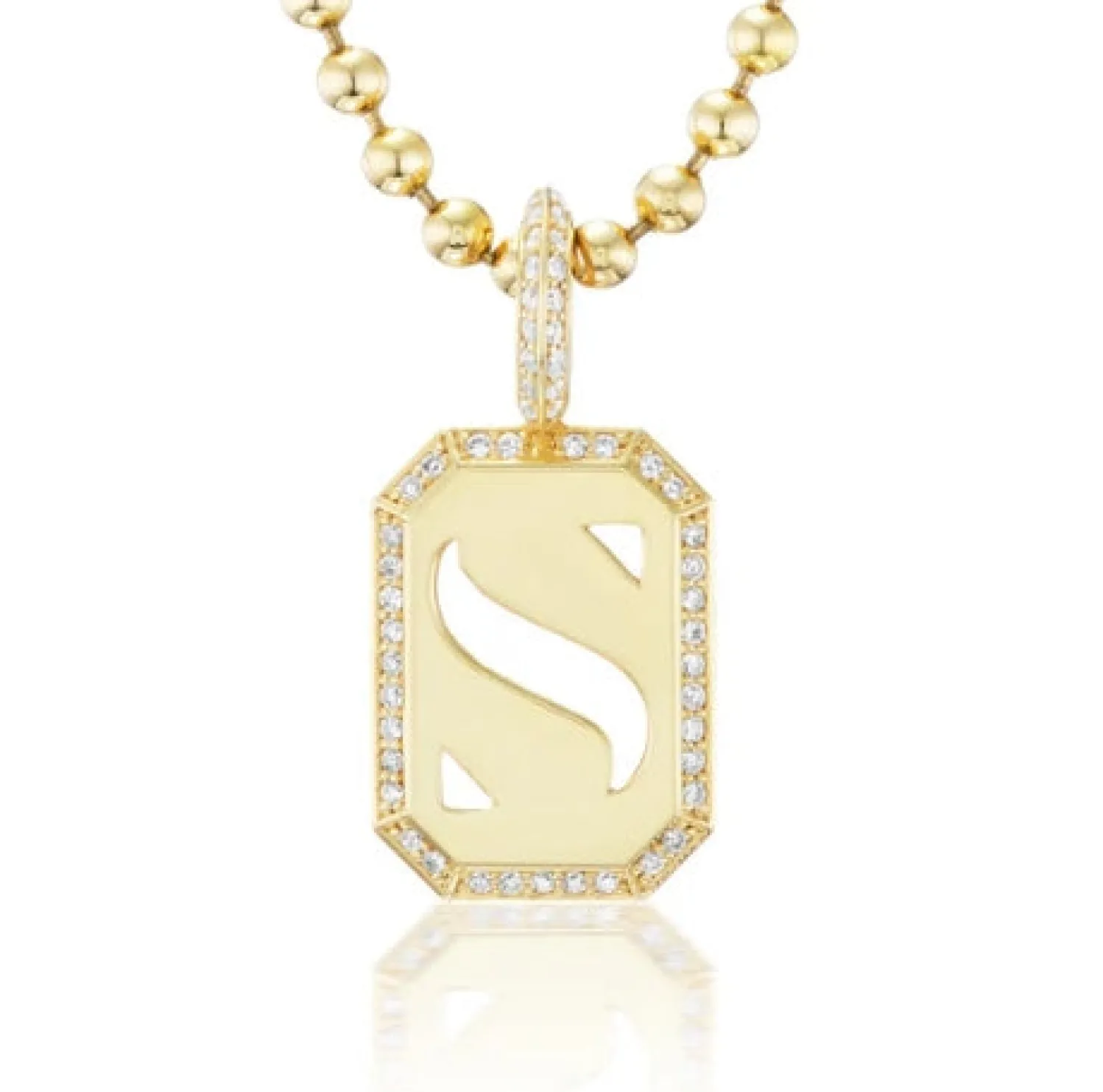 White Diamond Versa Tile Charm in Yellow Gold