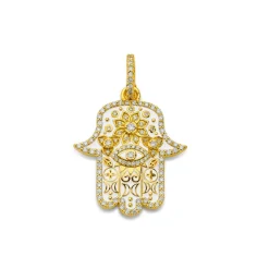 White Enamel and Diamond Hamsa Pendant