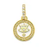 White Enamel Evil Eye Coin Pendant with diamonds