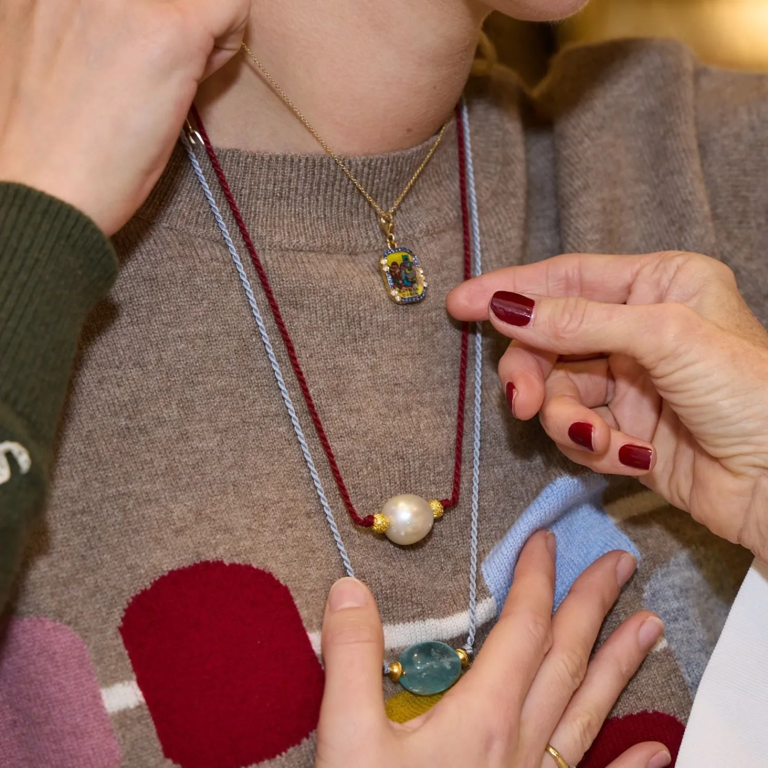 White Pearl Chota Cord Necklace