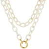 White Silk Thread Chain Necklace in Yellow Gold