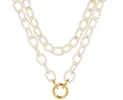 White Silk Thread Chain Necklace in Yellow Gold