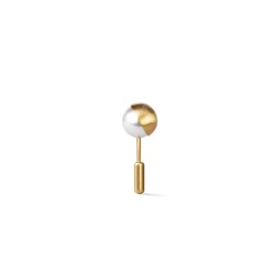Yellow Gold 135° Half Pearl Single Stud Earring