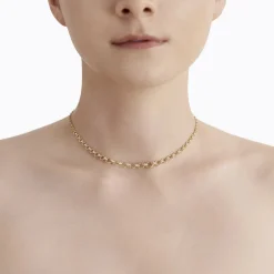 Yellow Gold and Diamond Link Necklace 01